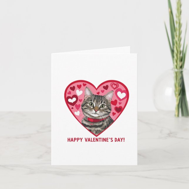 Happy Valentine's Day Cat Dankeskarte (Vorderseite)