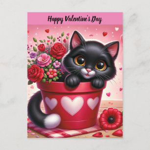 Happy Valentine's Day Cat Postkarte