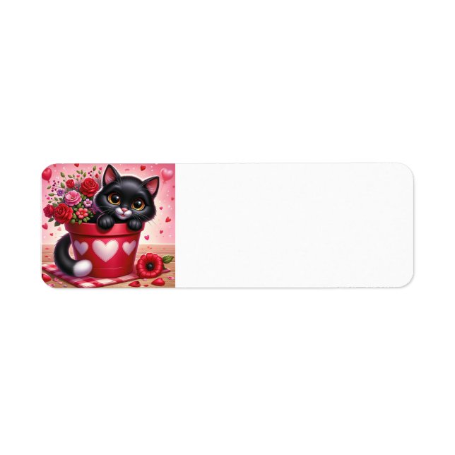 Happy Valentine's Day Cat Rücksendetikett (Vorne)