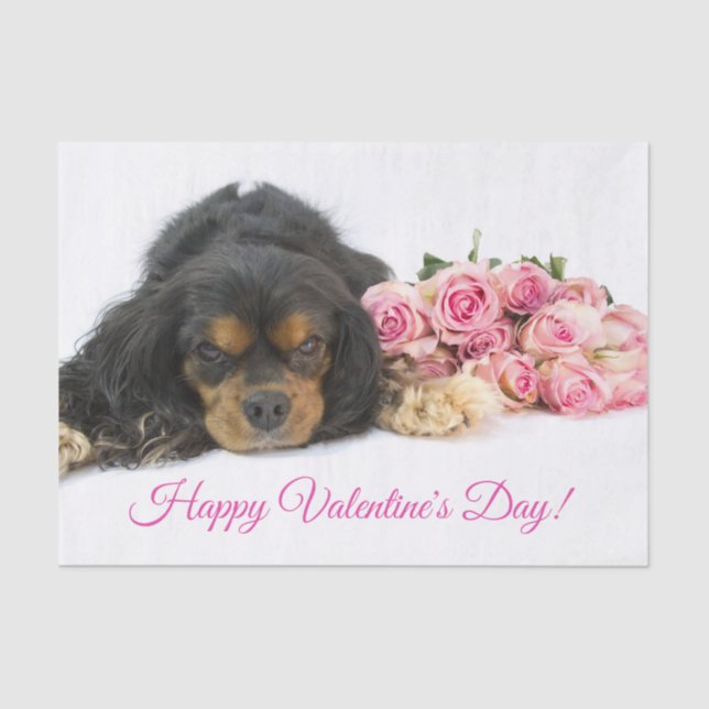 Happy Valentine's Day Cavalier King Charles Seidenpapier (Vorderseite)