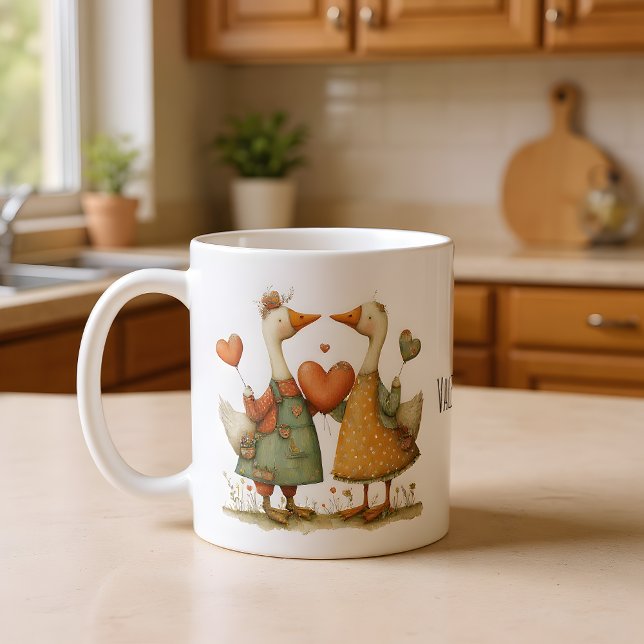 Happy Valentine's Day Charming Geese Kaffeetasse (Von Creator hochgeladen)
