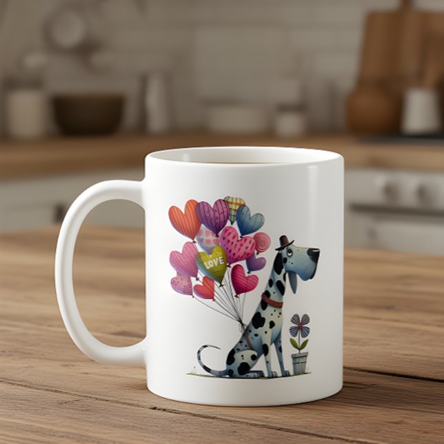 Happy Valentine's Day Charming Great Dane Kaffeetasse (Von Creator hochgeladen)