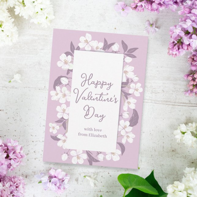 Happy Valentine's Day Chic Custom Pink Floral Karte (Von Creator hochgeladen)