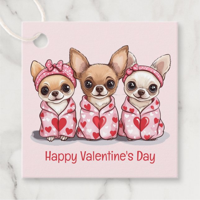 Happy Valentines Day Chihuahua Hunde Geschenkanhänger (Vorderseite)