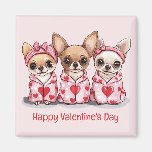 Happy Valentines Day Chihuahua Hunde Magnet