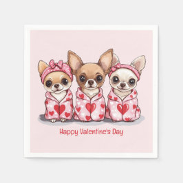 Happy Valentines Day Chihuahua Hunde Serviette