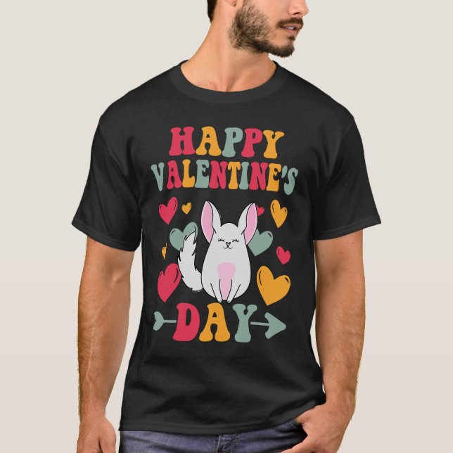 Happy Valentines Day Chinchilla Heart Love Groovy T-Shirt (Vorderseite)