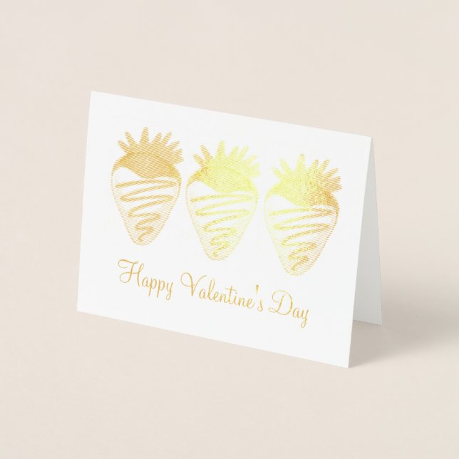 Happy Valentine's Day Chocolate Dipped Strawberry Folienkarte (Vorderseite)