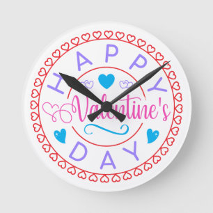 Happy Valentine's Day Circle Design-87128 Runde Wanduhr