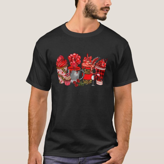 Happy Valentine's Day Coffee Drink Matching Couple T-Shirt (Vorderseite)