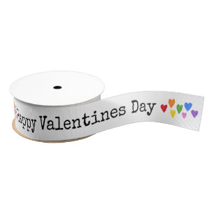 Happy Valentines Day Colorful Hearts Liebe Kinder  Ripsband