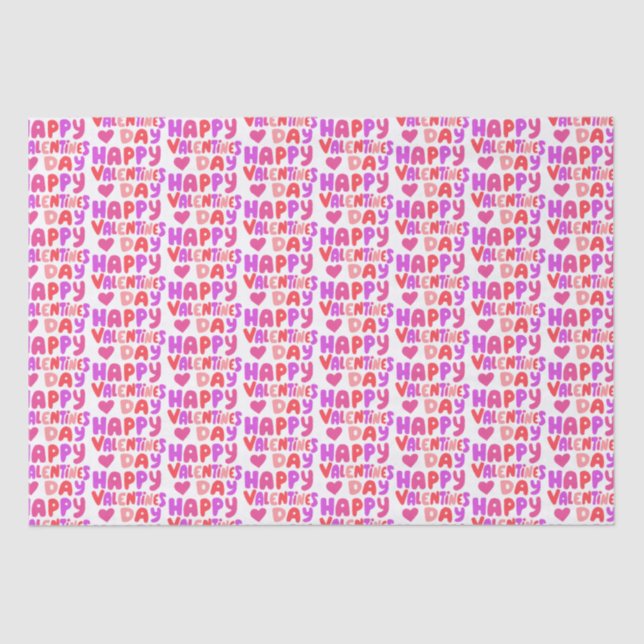 Happy Valentines Day Colorful Modern Letters Seidenpapier (Vorderseite)