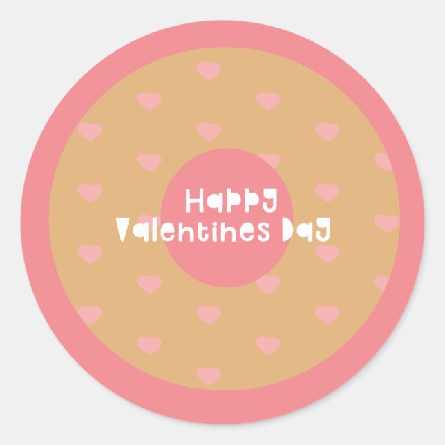 Happy Valentines Day Confetti Polka Hearts Donut Runder Aufkleber (Vorderseite)