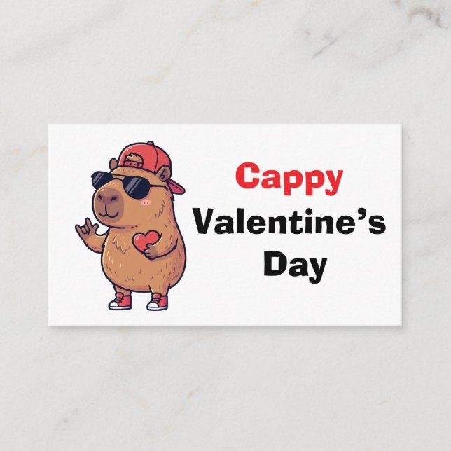 Happy Valentine's Day Cool Capybara Classroom Card Begleitkarte (Vorderseite)
