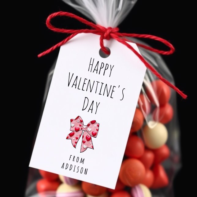 Happy Valentine's Day Coquette Bow Herzmuster Geschenkanhänger (Happy Valentine's Day Coquette Bow Heart Pattern Gift Tags
)