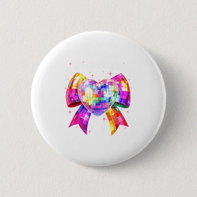 Happy Valentine's Day Coquette Disco Ball Heart Gi Button (Vorderseite)