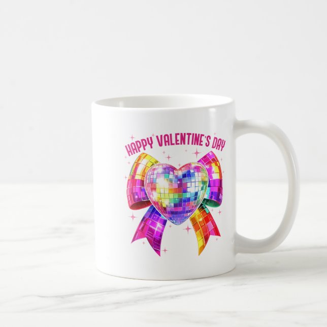 Happy Valentine's Day Coquette Disco Ball Heart Gi Kaffeetasse (Rechts)