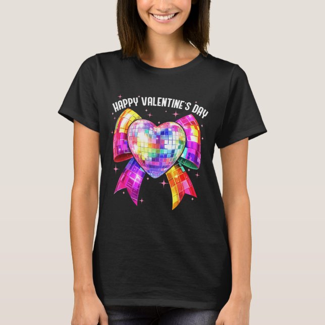 Happy Valentine's Day Coquette Disco Ball Heart Gi T-Shirt (Vorderseite)