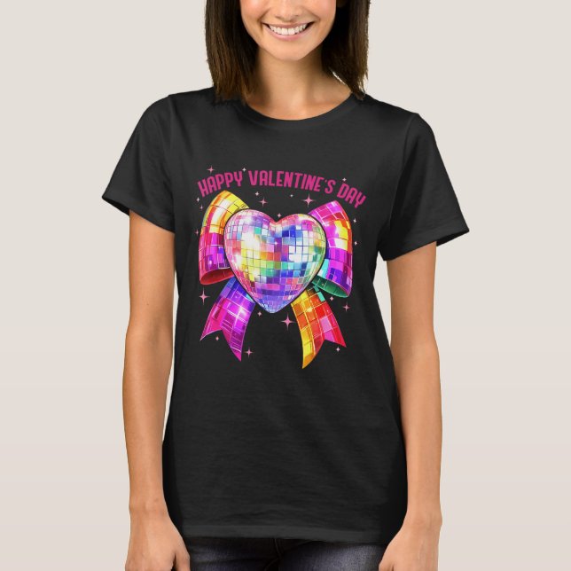 Happy Valentine's Day Coquette Disco Ball Heart Gi T-Shirt (Vorderseite)