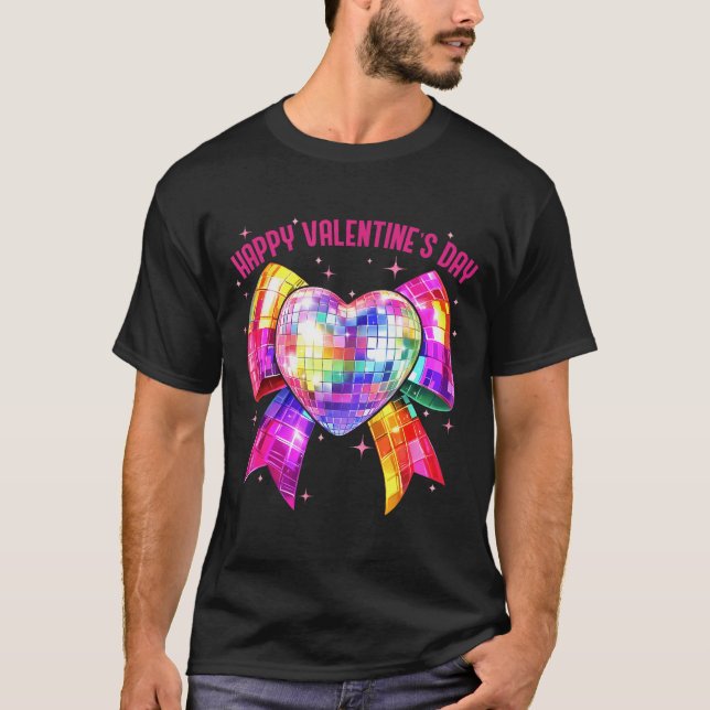Happy Valentine's Day Coquette Disco Ball Heart Gi T-Shirt (Vorderseite)
