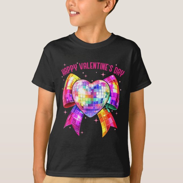 Happy Valentine's Day Coquette Disco Ball Heart Gi T-Shirt (Vorderseite)