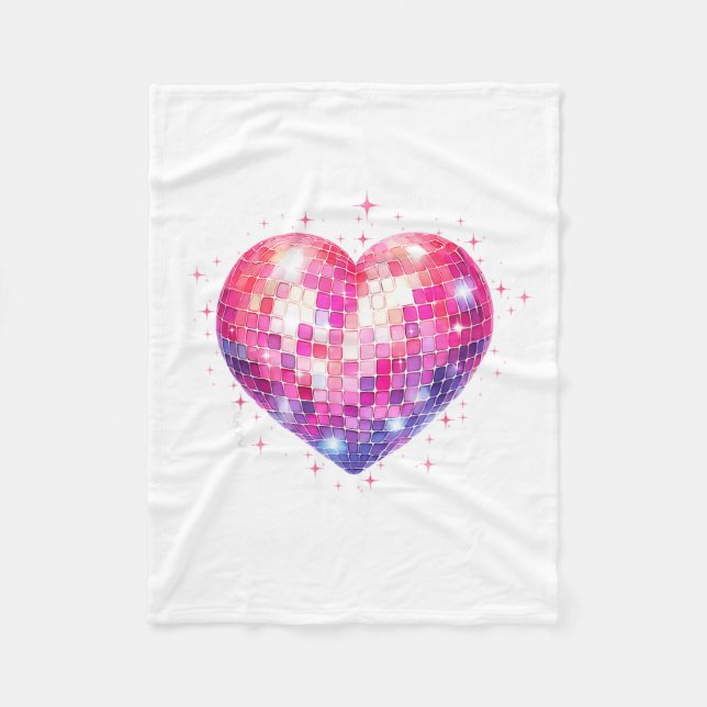 Happy Valentine's Day Coquette Nk Disco Ball Heart Fleecedecke (Vorderseite)