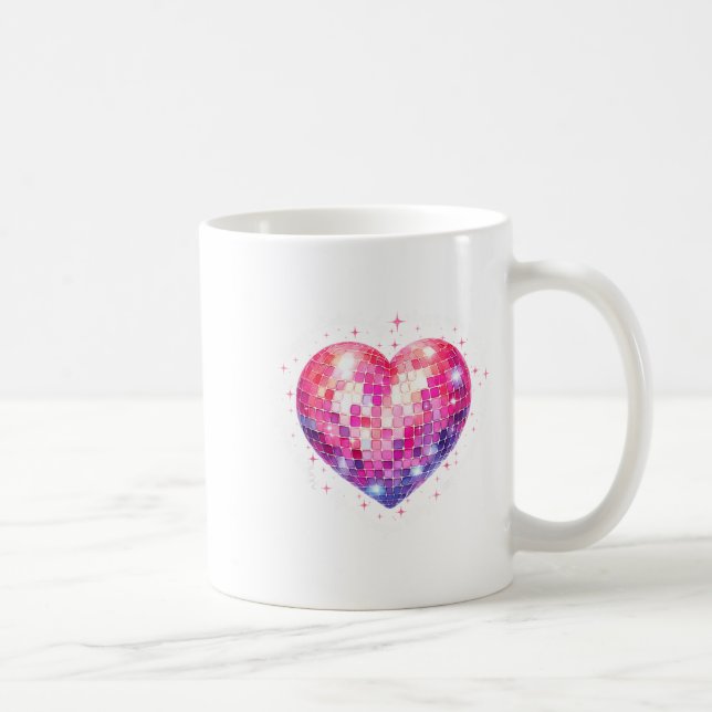 Happy Valentine's Day Coquette Nk Disco Ball Heart Kaffeetasse (Rechts)