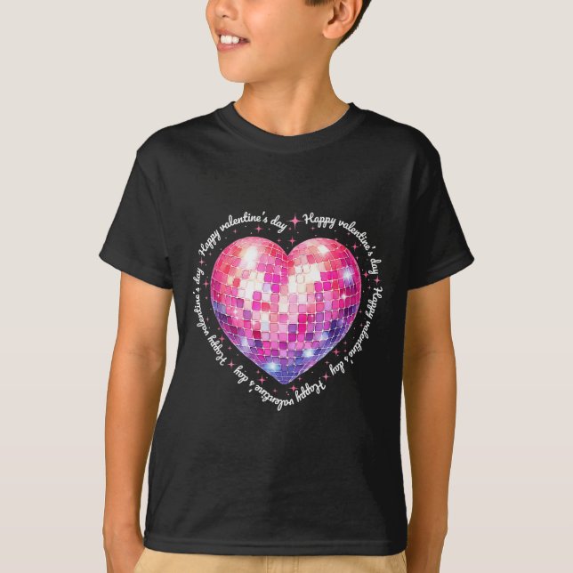 Happy Valentine's Day Coquette Nk Disco Ball Heart T-Shirt (Vorderseite)