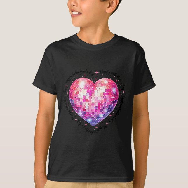Happy Valentine's Day Coquette Nk Disco Ball Heart T-Shirt (Vorderseite)