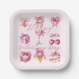 Happy Valentines Day Coquette Pink Sweet Leckereie Pappteller