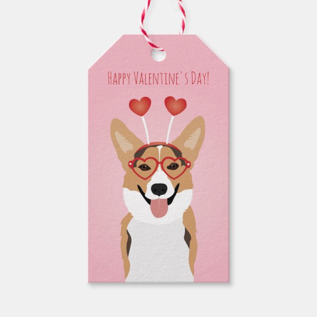 Happy Valentines Day Corgi Dog Geschenkanhänger (Vorderseite)