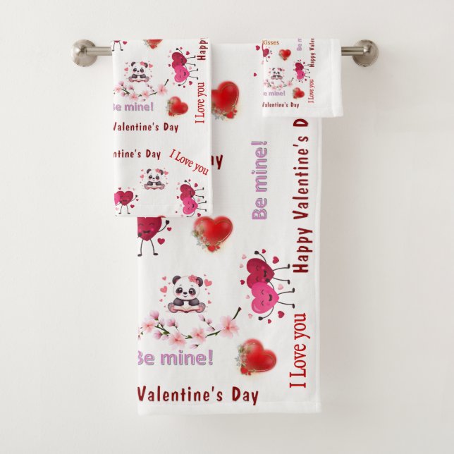 Happy Valentine's Day Couple  Bathroom Towel Sets  (Insitu)