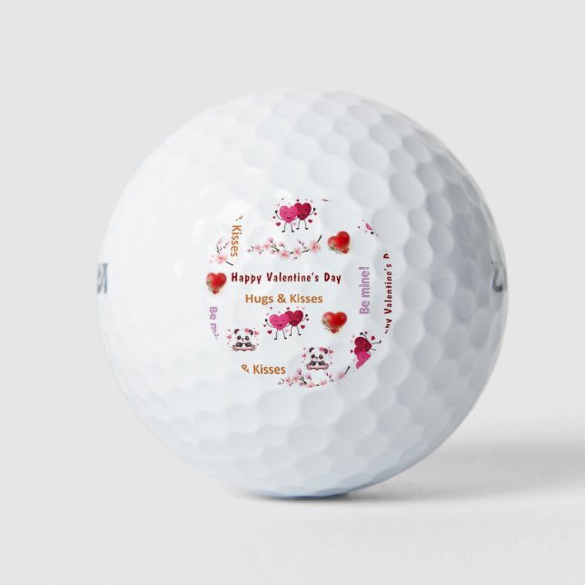 Happy Valentine's Day Couple Hearts Golf Ball  (Vorderseite)
