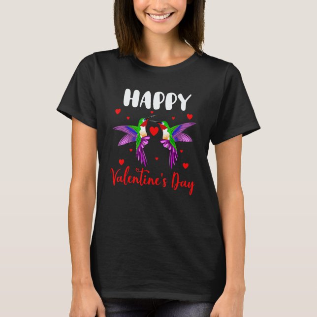 Happy Valentine's Day Couple Hummingbirds Birds T-Shirt (Vorderseite)