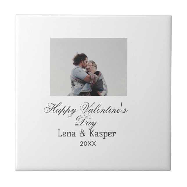 Happy Valentine's day couple photo modern simple t Fliese (Vorderseite)