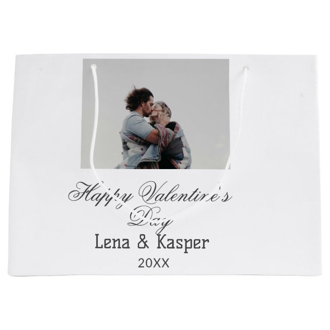 Happy Valentine's day couple photo modern simple t Große Geschenktüte (Vorderseite)