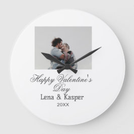 Happy Valentine's day couple photo modern simple t Große Wanduhr