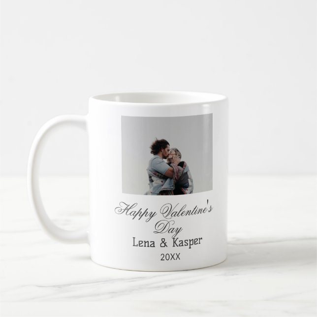 Happy Valentine's day couple photo modern simple t Kaffeetasse (Links)