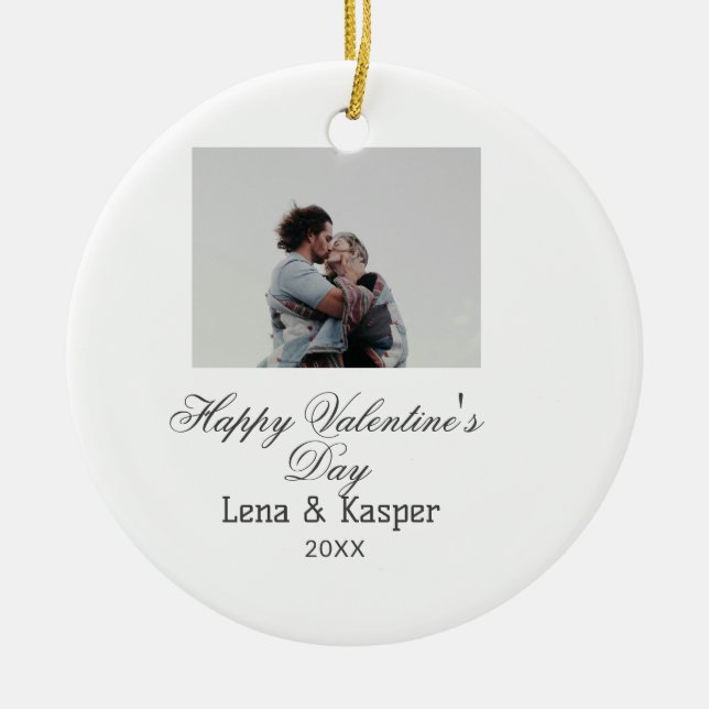 Happy Valentine's day couple photo modern simple t Keramik Ornament (Vorne)