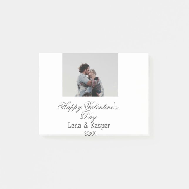 Happy Valentine's day couple photo modern simple t Post-it Klebezettel (Vorderseite)