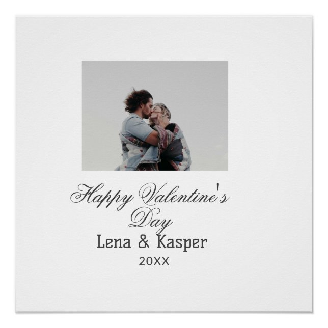 Happy Valentine's day couple photo modern simple t Poster (Vorderseite)