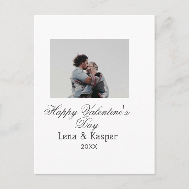 Happy Valentine's day couple photo modern simple t Postkarte (Vorderseite)