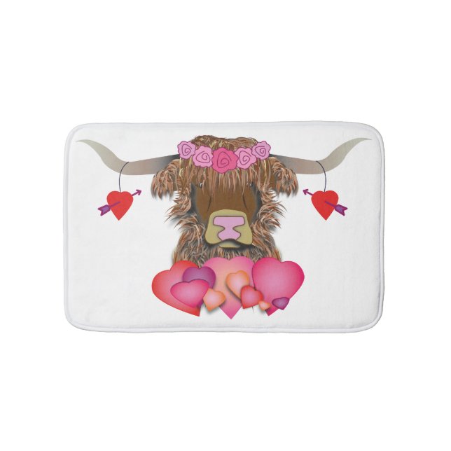 Happy Valentines Day Cow Badematte (Vorderseite)
