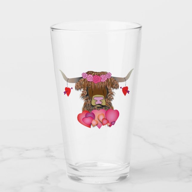 Happy Valentines Day Cow Glas (Vorderseite)