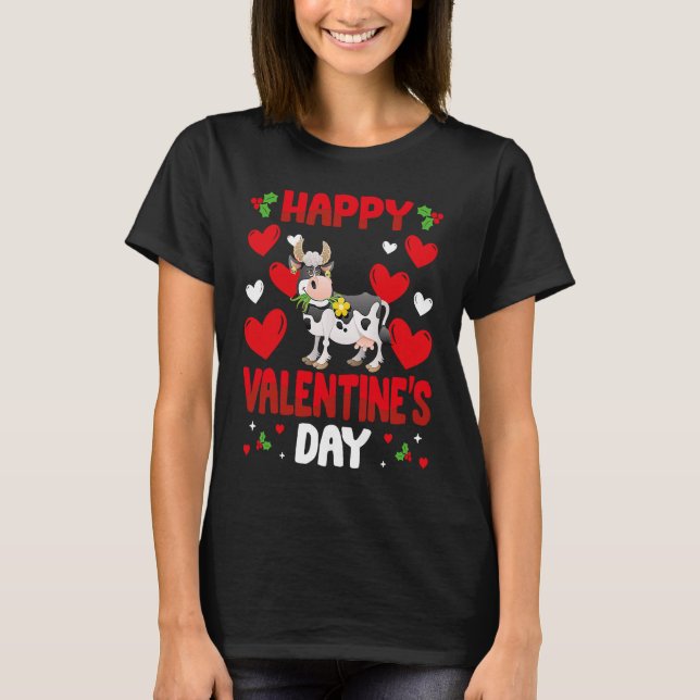 Happy Valentines Day Cow Heart Love Animal T-Shirt (Vorderseite)