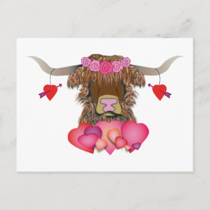 Happy Valentines Day Cow Postkarte