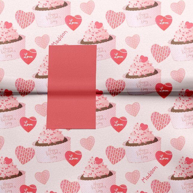 Happy Valentine's Day Cupcake and Hearts Pattern Seidenpapier (Von Creator hochgeladen)