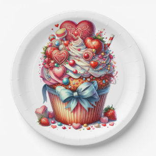Happy Valentines Day Cupcake Pappteller
