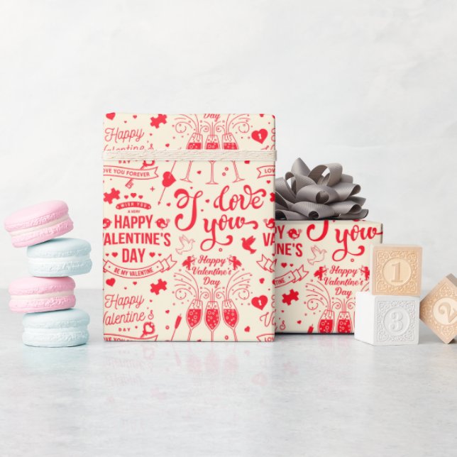 Happy Valentines Day Cupid Heart Arrows Liebe Gesc Geschenkpapier (Babyparty)