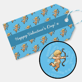 Happy Valentine's Day Cupid Romantic Pixel Muster Geschenkanhänger